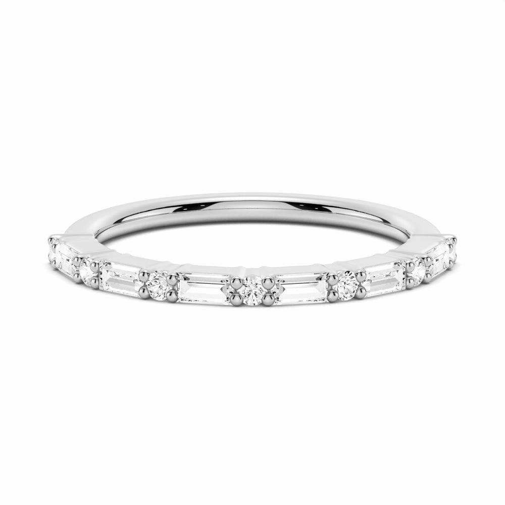 Charming Jewelry Shine Baguette And Round Prong Moissanite Anniversary Band