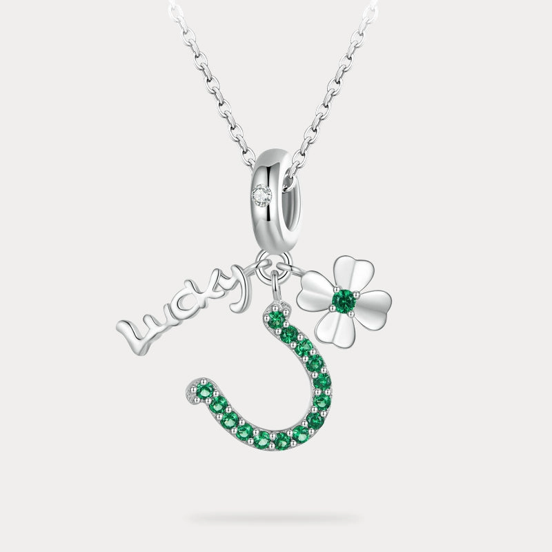 Soft Glimmer Four Leaf Clover U Shape Lucky Necklace