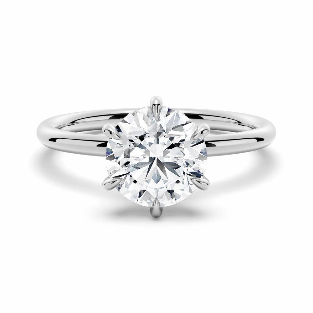 Six Prong Solitaire Moissanite Engagement Ring With Hidden Halo Bold Charm