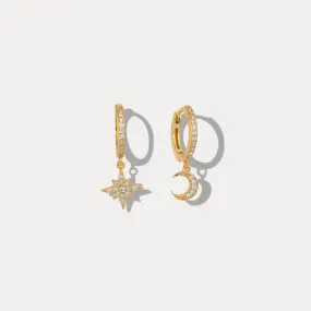 Sky Gold Diamond Drop Hoop Earrings Modern Flow