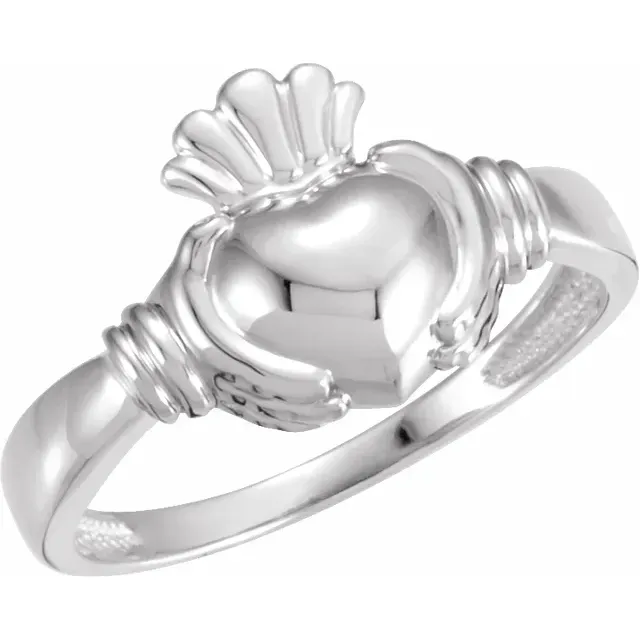 Artisan Decoration Beautiful Statement 18K White Claddagh Ring