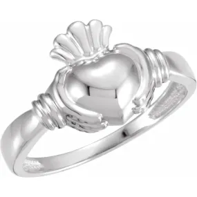 Non Stretch 18K White Claddagh Ring