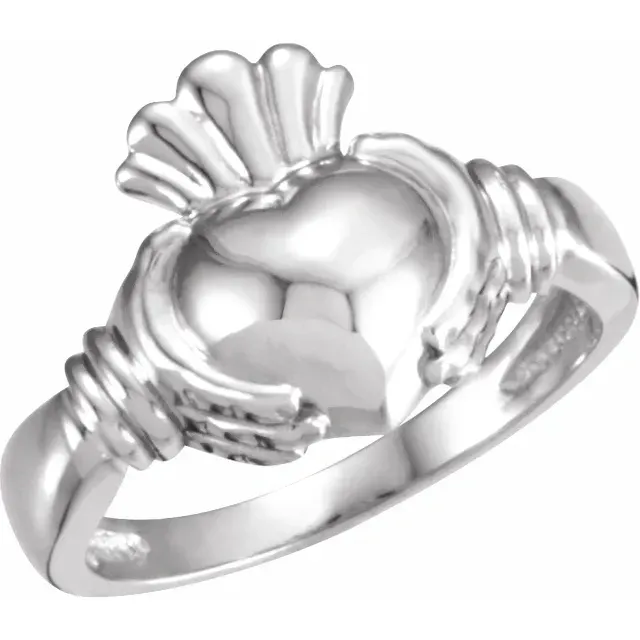 Personal Appearance 18K White Claddagh Ring