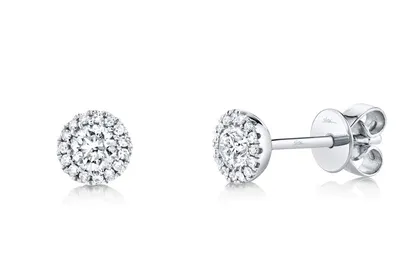 Bold Jewelry Custom Design Pieces Bremer Jewelry Center of My World Round Solitaire/Stud Diamond Earrings in 14K White Gold (0.51ctw)