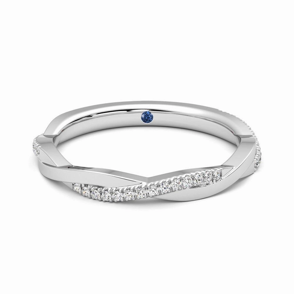 Twisted Band Pav?? Moissanite Wedding Band with Anniversary Stone Accent Classic Look Unique Look