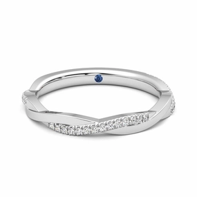 Easy Match Twisted Band Pav?? Moissanite Wedding Band with Anniversary Stone Accent