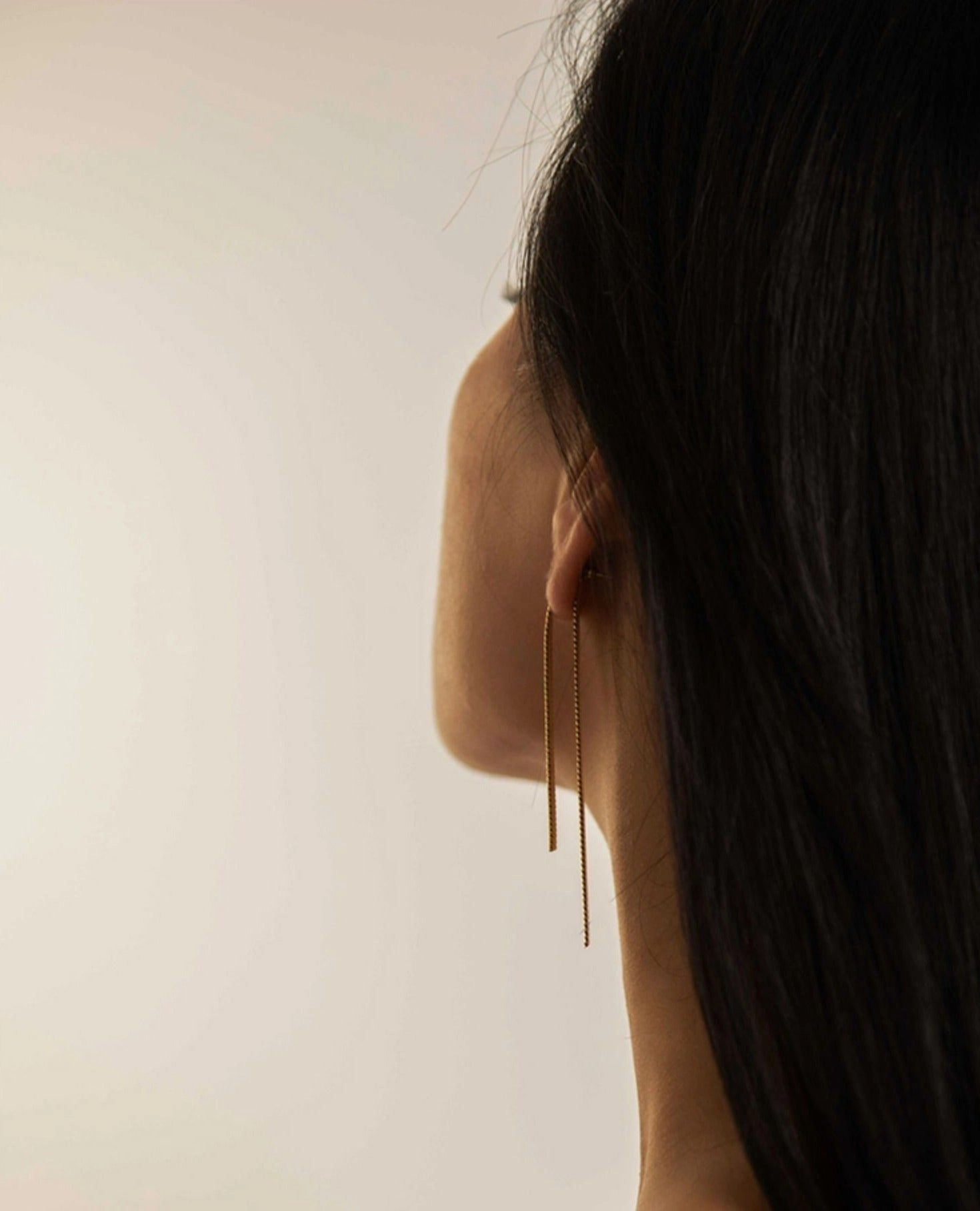 Duo Herringbone Long Tassel Ear Jacket Earrings Contemporary Design