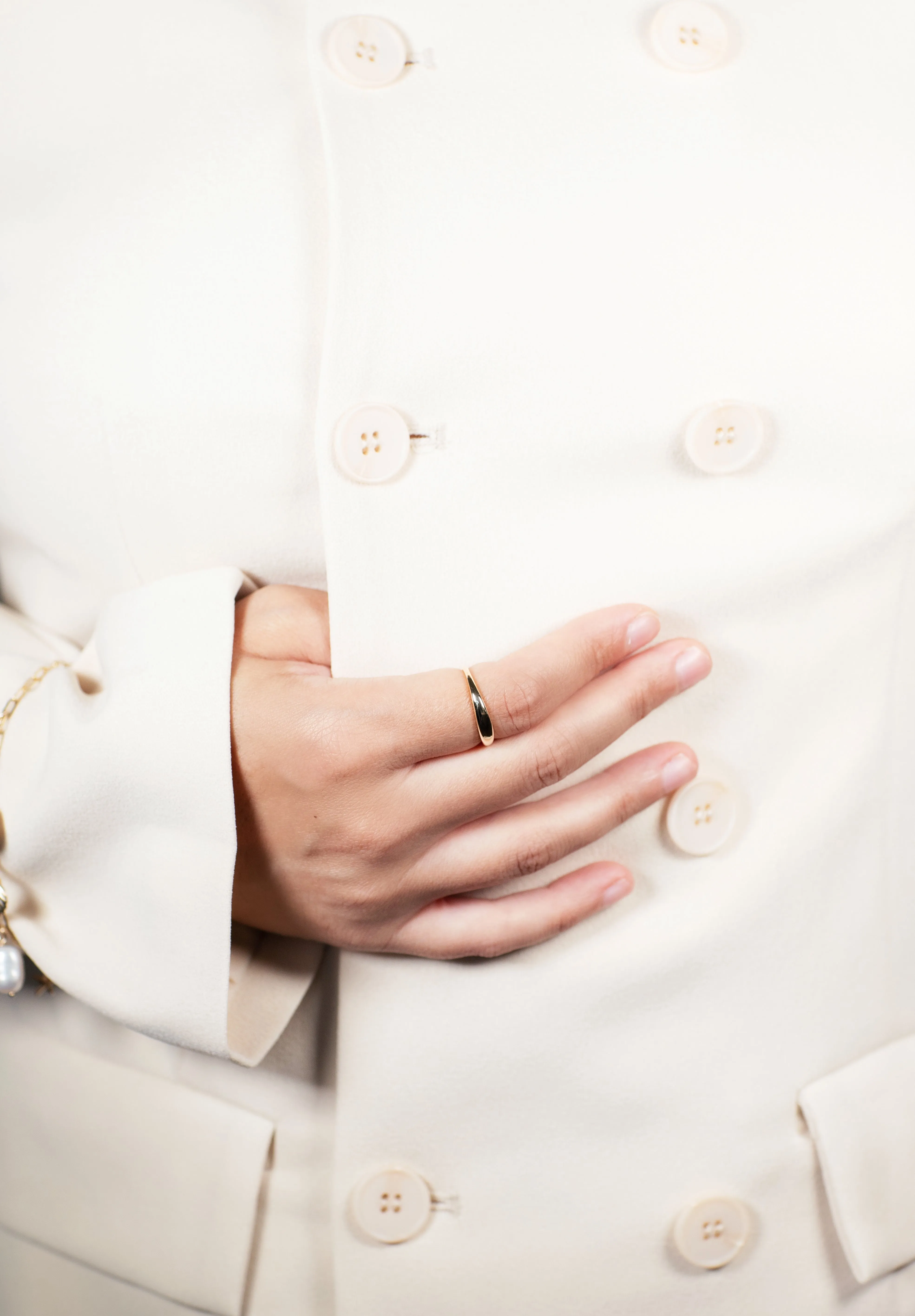 Textured Detail Slim Dome Ring