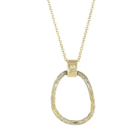 Small Dusted Carabiner Necklace - 22k/18k Gold, Oxidized Silver   VS Diamond Petite Edge