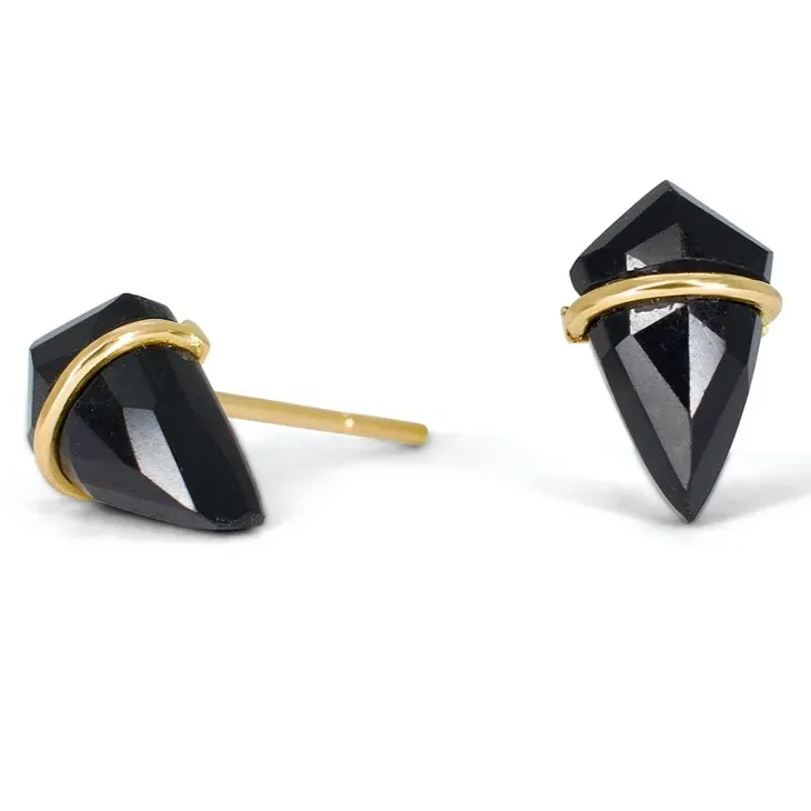 Polished Sparkle Romantic Layer Small Kite Stone Studs - 18k Gold