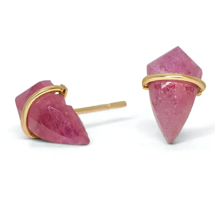 Refined Sparkle Small Kite Stone Studs - 18k Gold