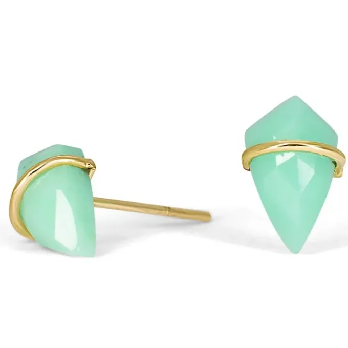 Artisan Finish Sleek Highlight Small Kite Stone Studs - 18k Gold