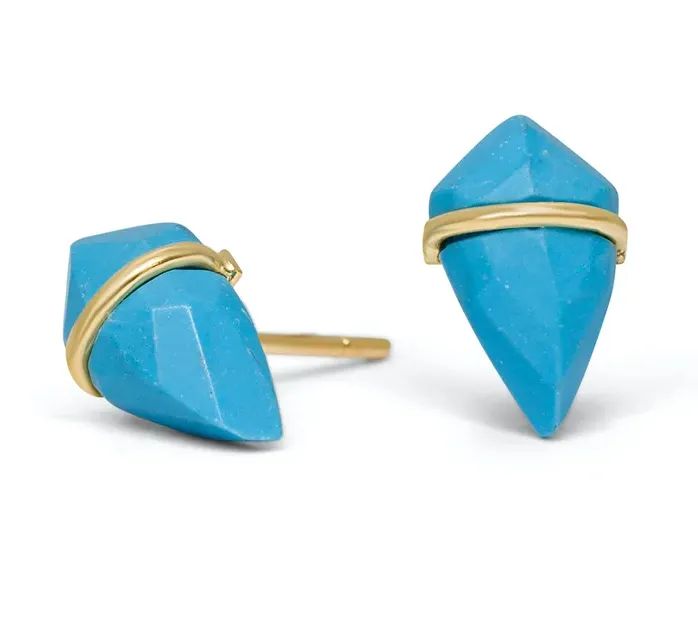 Trendy Gifts Small Kite Stone Studs - 18k Gold