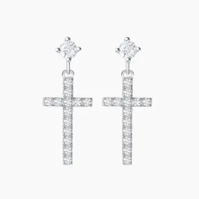 Small Little Cute Dangle Drop Cross Earrings Refined Look