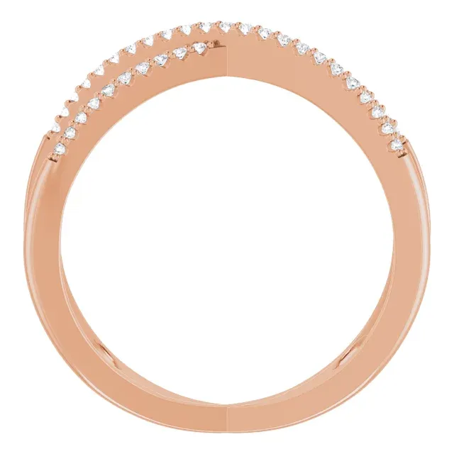 14K Rose 1/6 CTW Diamond Criss Cross Diamond Ring Shiny Embellishment