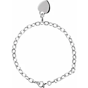 Sterling Silver Rolo 7.5" Bracelet with Heart Charm Just Seen Dressy Accent