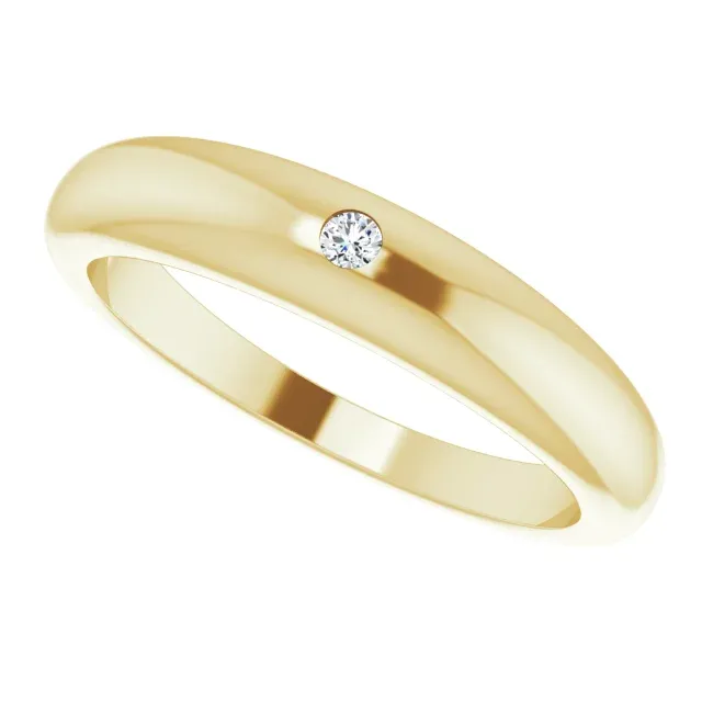 14K Yellow .03 CT Diamond Petite Dome Ring Refined Expression Sturdy Art