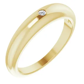 14K Yellow .03 CT Diamond Petite Dome Ring Rounded Corner Amazing Accessory