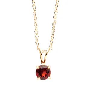 Bremer Jewelry 14K Yellow Gold Round Shape Garnet Solitaire Pendant with a 14K Yellow Gold Link Necklace (0.59ctw) Party Gift