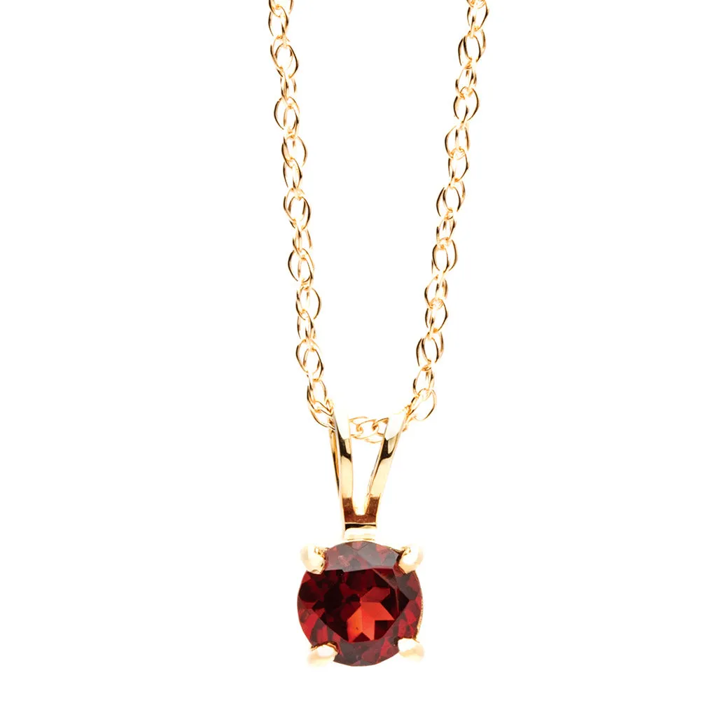 Bremer Jewelry 14K Yellow Gold Round Shape Garnet Solitaire Pendant with a 14K Yellow Gold Link Necklace (0.59ctw) Party Gift