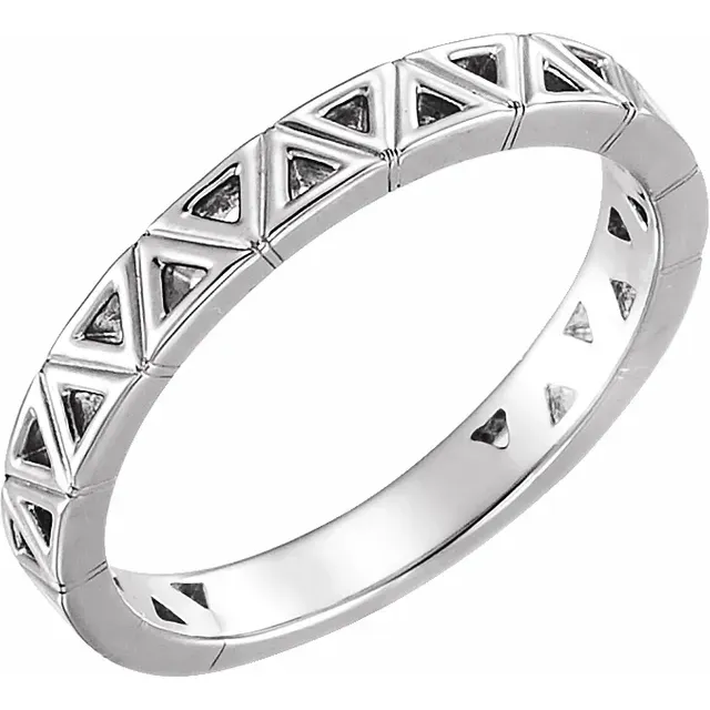 14K White Stackable Geometric Ring Gorgeous Design