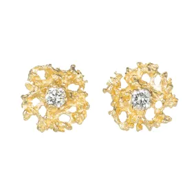 Radiant Jewelry Smooth Accent Star Studs in 14ky   Diamonds