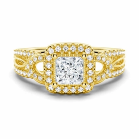 Muted Details Princess Cut Moissanite Vintage Engagement Ring With Infinite Band