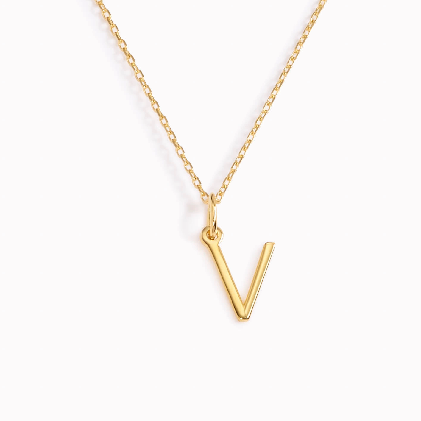 Subtle Accent Dazzle Factor V Necklace / Gold Initial Necklace