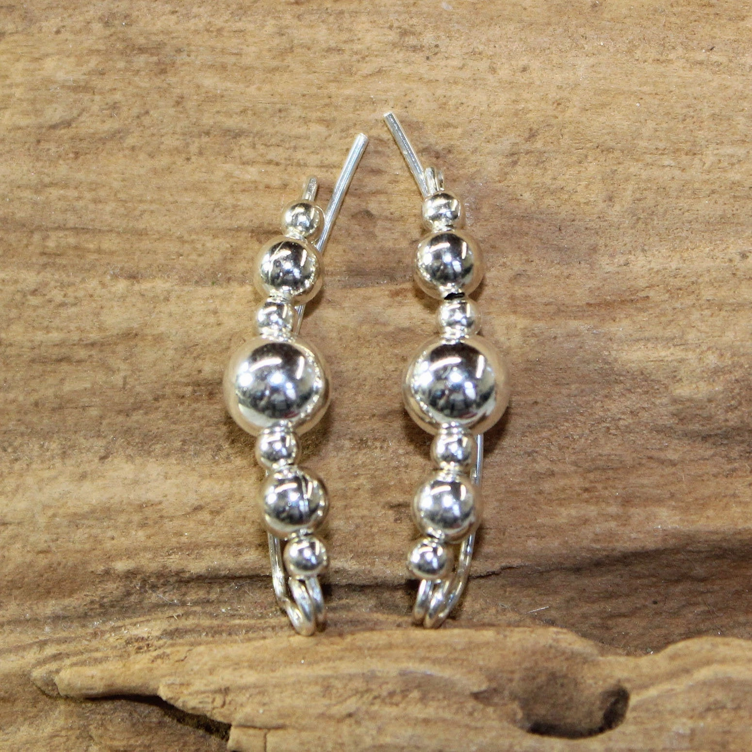 Lovely Ornament Unique Design Smooth Sterling Silver Beads Ear Climbers - Ear Sweep 16