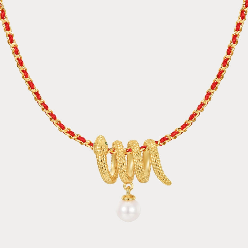 Flawless Look Snake Zodiac Red String Necklace