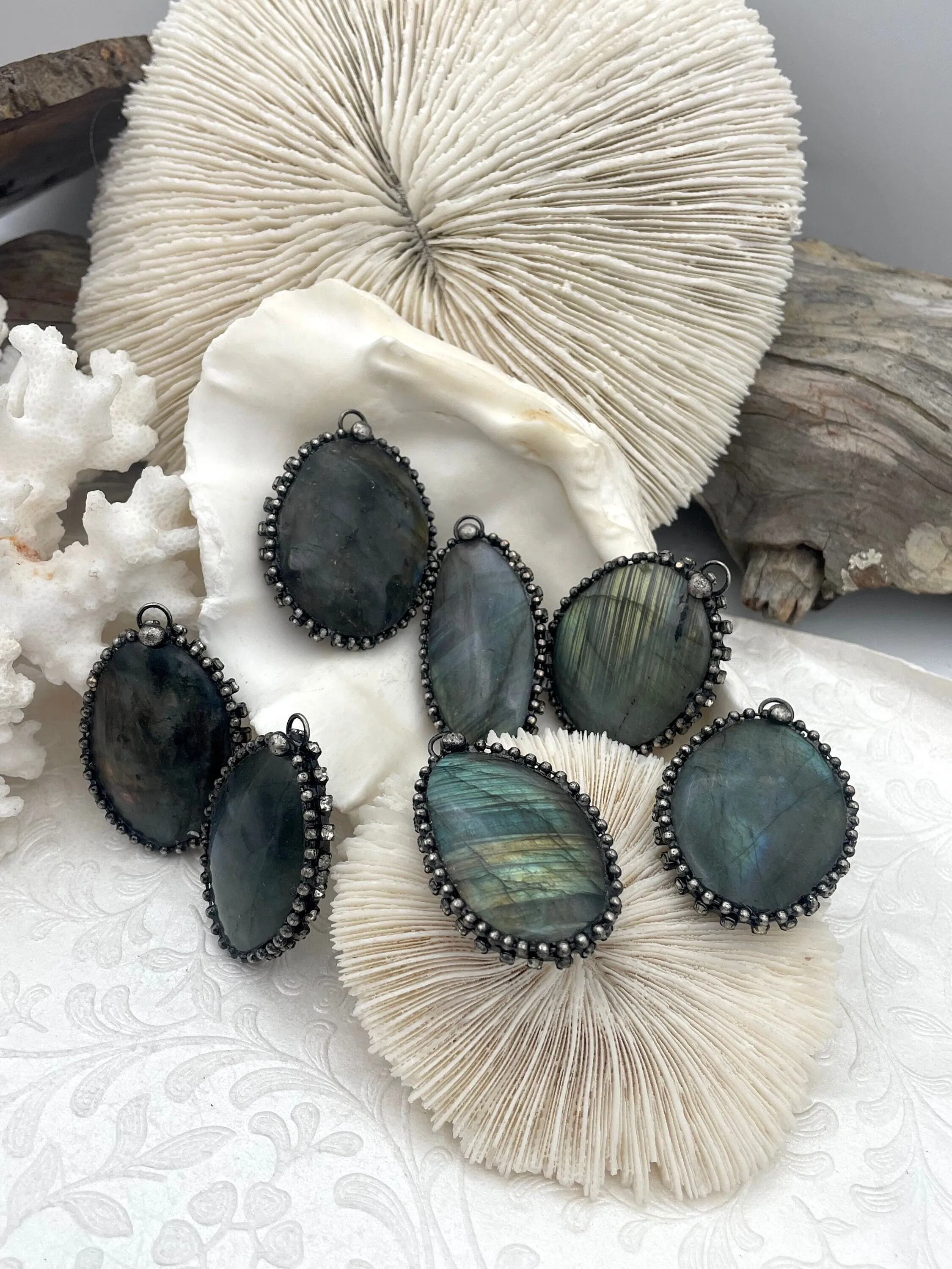 AA Labradorite Pendants with Textured Burnished Silver and CZ Soldered Bezel. Variety of sizes and stones, all unique. Fast Ship Value Gift For Bride