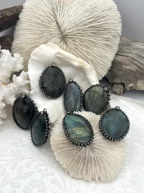 AA Labradorite Pendants with Textured Burnished Silver and CZ Soldered Bezel. Variety of sizes and stones, all unique. Fast Ship Value Gift For Bride