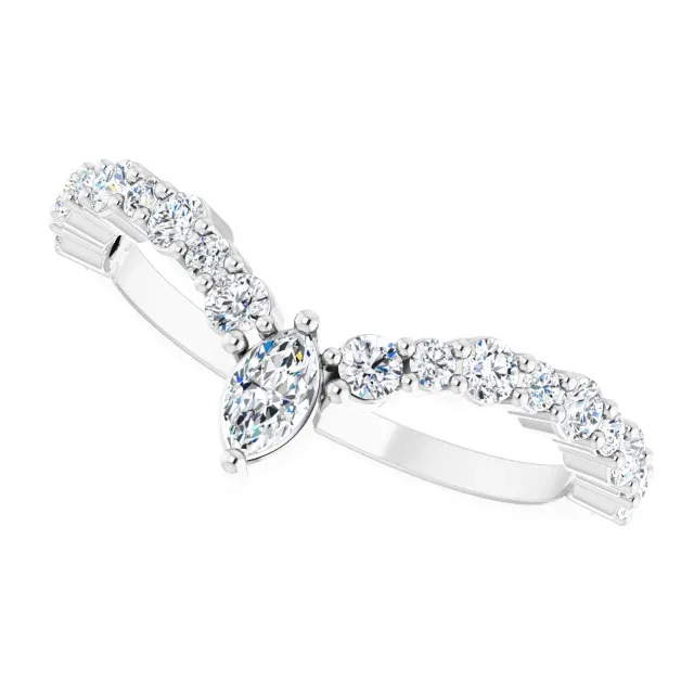 14K White 1/2 CTW Diamond V Ring Unique Expression