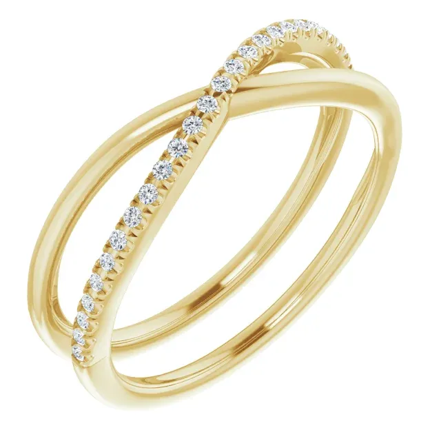 14K Yellow 1/10 CTW Diamond Criss Cross Diamond Ring One size fits all