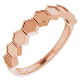 Hypoallergenic Expression 14K Rose Stackable Geometric Ring