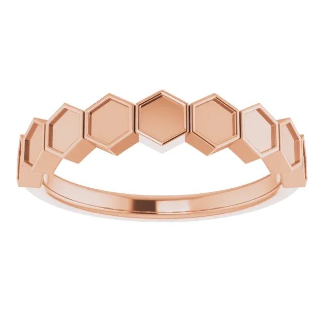 Sparkling Design 14K Rose Stackable Geometric Ring