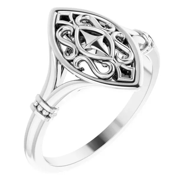 Durable Art Custom Memento 14K White Vintage-Inspired Ring