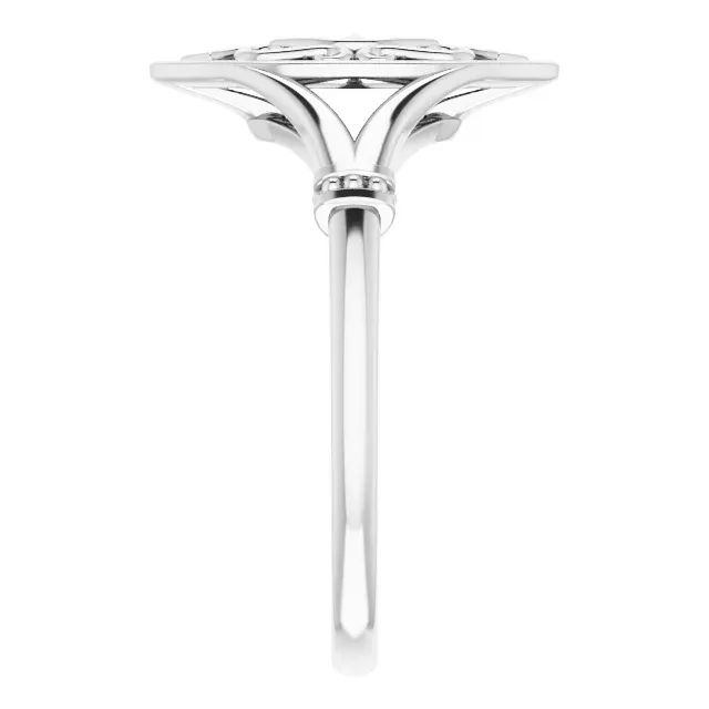 Premium Object Minimal Texture 14K White Vintage-Inspired Ring