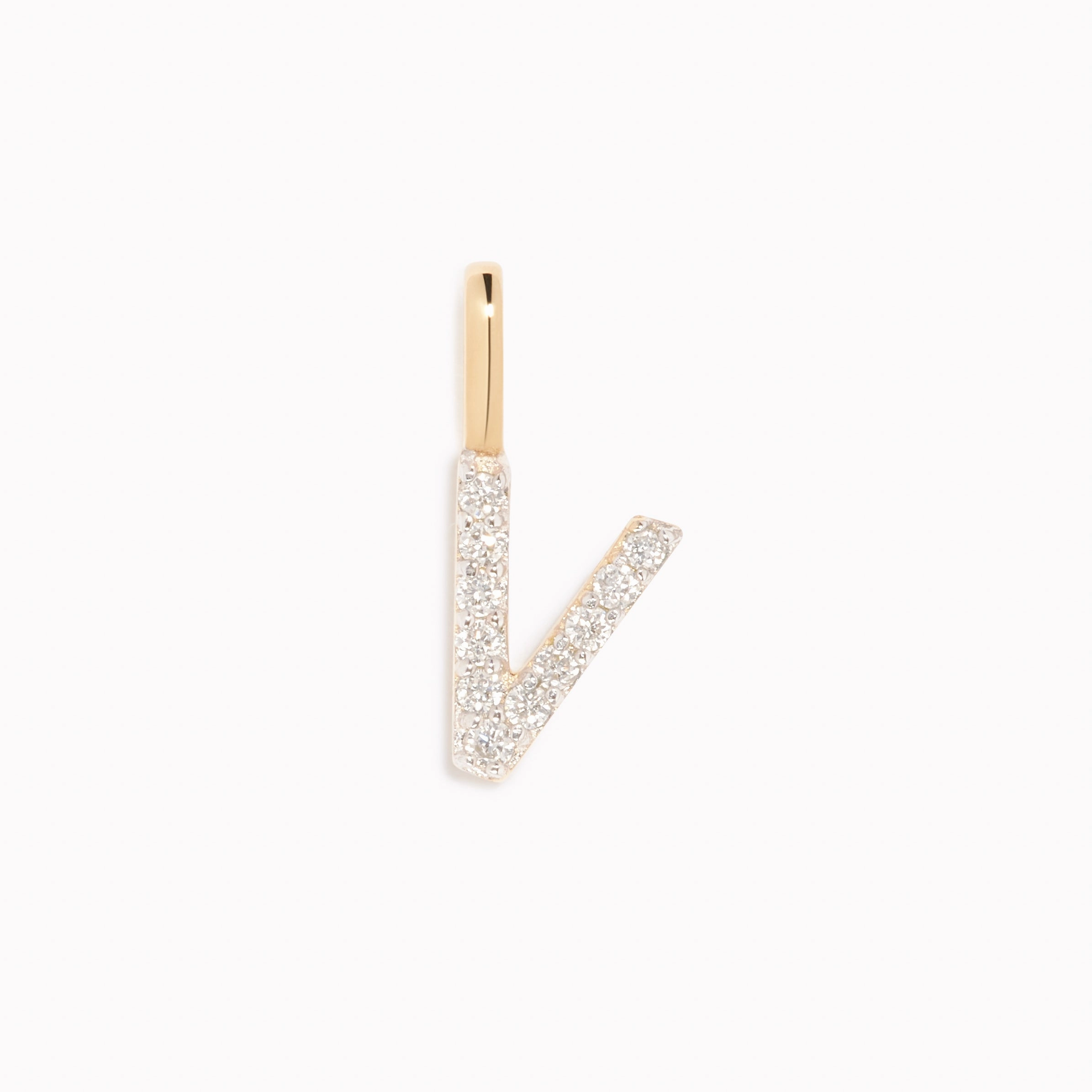 Cozy Accent Diamond Initial Pendant 14k Gold - V
