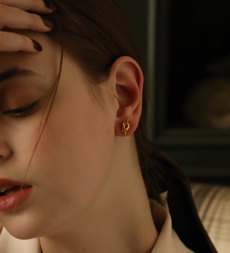 Timeless Edge Polished Layer Knot Stud Earrings Gold/Silver