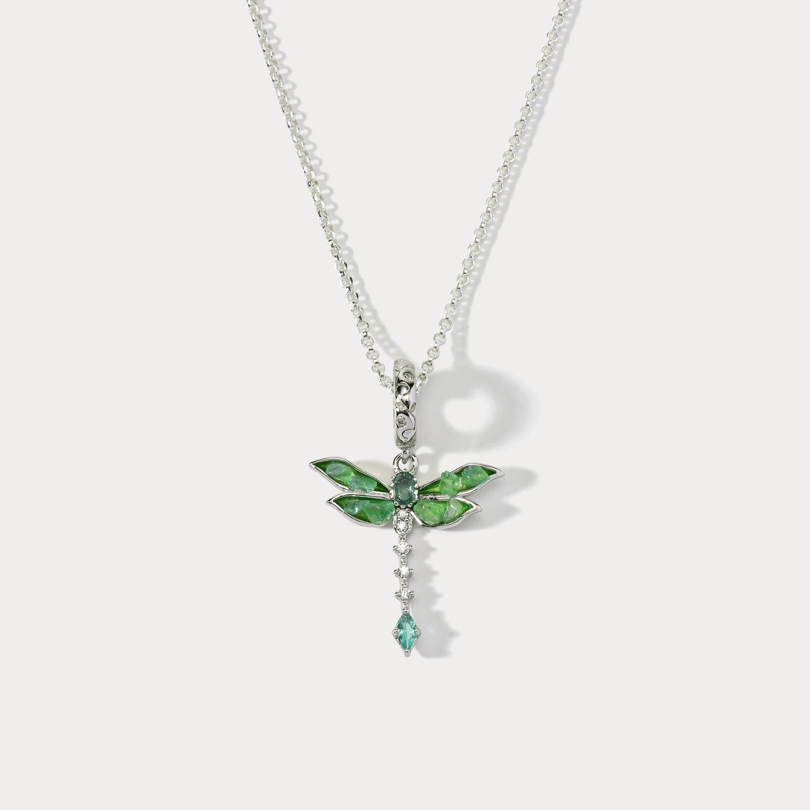 Refined Choice Glamour Finish Dragonfly Pendant Necklace