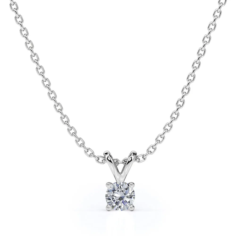 Solitaire 0.25 Carat Round Shape Diamond Pendant Necklace In 18K White Gold Plating Over Silver Statement Accent Luxury feature
