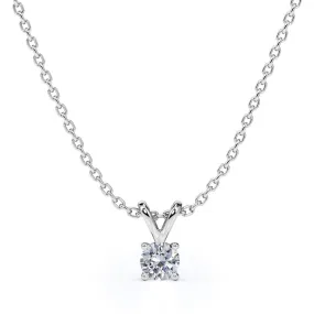 Solitaire 0.25 Carat Round Shape Diamond Pendant Necklace In 18K White Gold Plating Over Silver Statement Accent Luxury feature