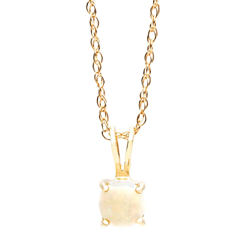 Solitaire Opal Necklace in Yellow Gold Cool Texture Sleek Outline