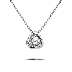 Certified Half Carat TCW Round Cut Lab Grown Diamond Petite Twist Pendant Necklace in 18K White Gold over Silver Inspiring Gift