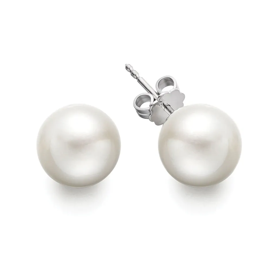 Bremer Jewelry 8.0-8.5mm Akoya Cultured Pearl Stud Earrings in 14K White Gold Bright Shine