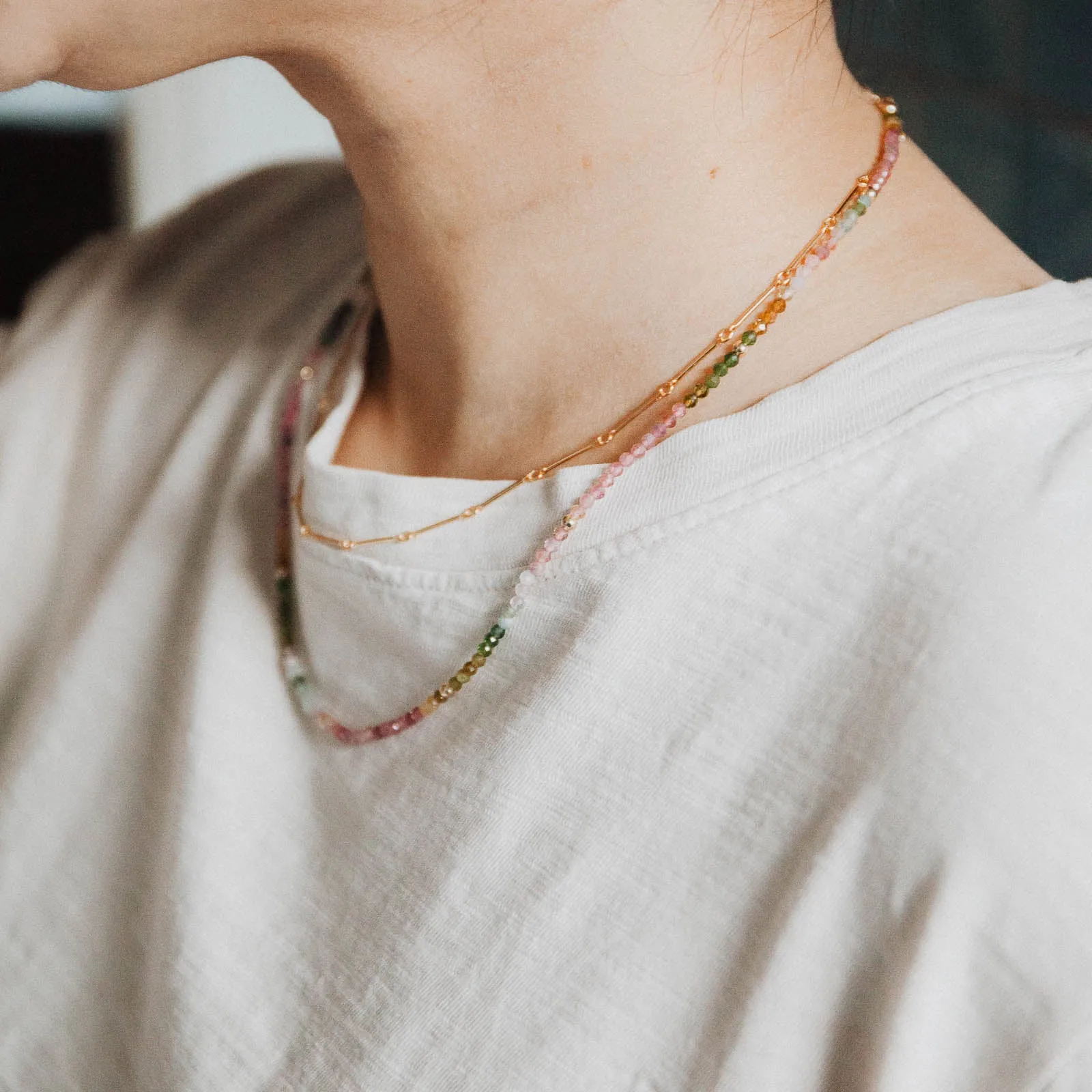 Distinctive Jewelry Tourmaline Beaded Necklace