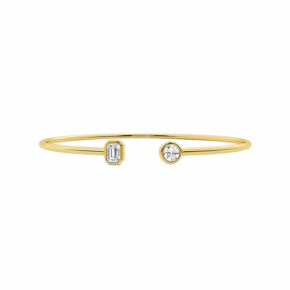 Bold Touch Luxury Glow Round and Emerald Lab Grown Diamond Open Bangle Bracelet