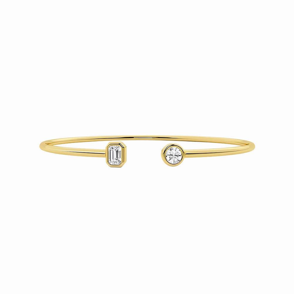 Distinctive Touch Round and Emerald Lab Grown Diamond Open Bangle Bracelet