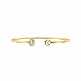 Distinctive Touch Round and Emerald Lab Grown Diamond Open Bangle Bracelet